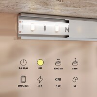 Maytoni 201174 Влагозащищенная светодиодная лента 5 метров, ширина 8мм серия BASE SMD2835 12V 9,6Вт/м 950Лм/м 3000К IP65 CRI80 120° кратность резки 25мм, раб. температура -30...+60°С