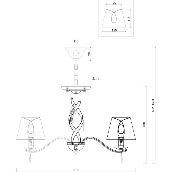 Люстра потолочная Freya FR2001PL-05G Monique под лампы 5xE14 40W