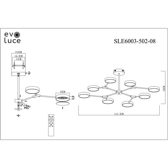 SLE6003-502-08 Светильник потолочный Белый/Белый LED 8*10W MONTA