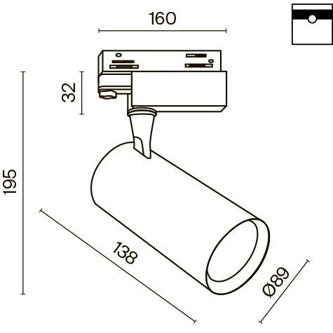 Трековый светильник трехфазный 220V светодиодный Vuoro TR029-3-20W3K-M-B