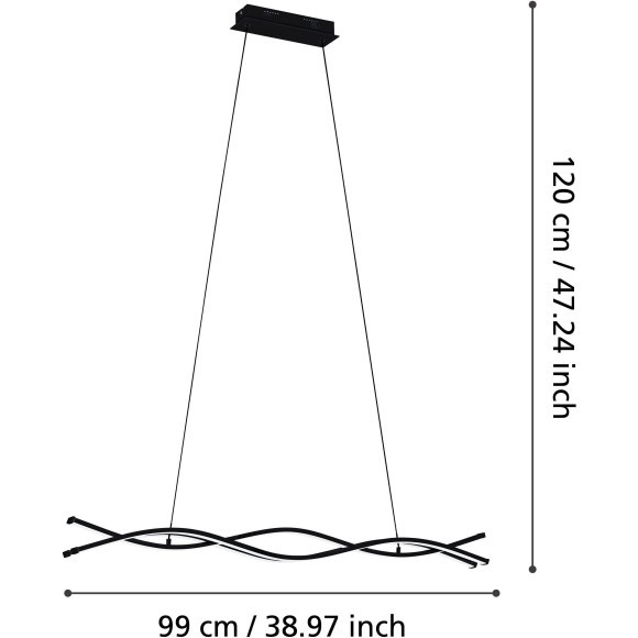 99317 EGLO LASANA 3 (Ласана 3) подвесной светодиодный светильник, 33 Вт, 3000 K, 4500 лм, черный, IP20