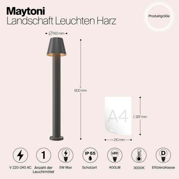 Уличный наземный светильник Maytoni O421FL-L5GF Harz IP65 светодиодный LED 5W Уличный наземный светильник Maytoni O421FL-L5GF Harz IP65 светодиодный LED 5W