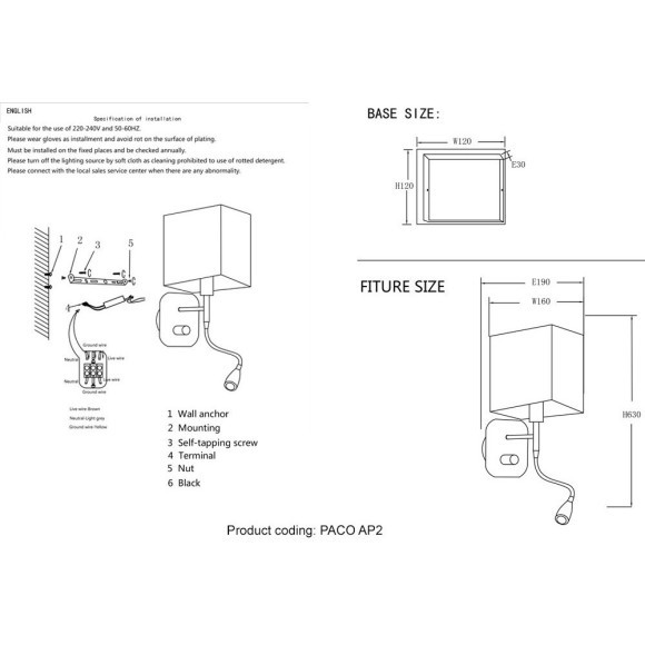 Бра Crystal Lux PACO AP2 CHROME/BLACK Бра Crystal Lux PACO AP2 CHROME/BLACK
