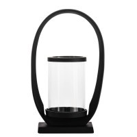 422054 CALONAGAS Подсвечник этно алюминий черно-прозрачный L190 B110 H320