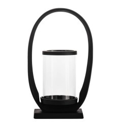 422054 CALONAGAS Подсвечник этно алюминий черно-прозрачный L190 B110 H320