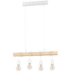 43704 Подвес TOWNSHEND, 4х60W(E27), L700, B105, H1100, сталь, белый/дерево, коричневый