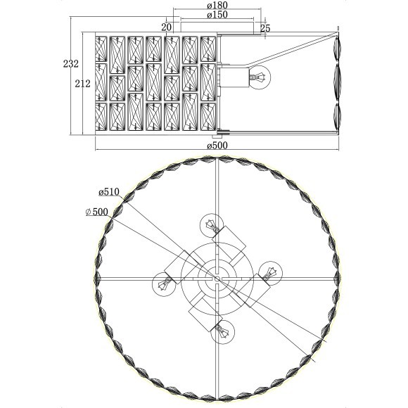 Люстра потолочная Maytoni MOD184PL-04CH Gelid под лампы 4xE27 60W