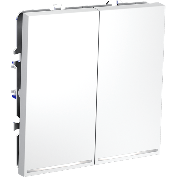 Проходной переключатель встраиваемый VOLTUM S70 двухклавишный с подсветкой 10А, (белый матовый)