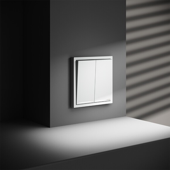 Проходной переключатель встраиваемый VOLTUM S70 двухклавишный с подсветкой 10А, (белый матовый)
