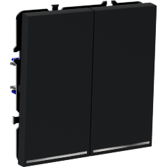 Выключатель встраиваемый VOLTUM S70 двухклавишный с подсветкой 10А, (графит)