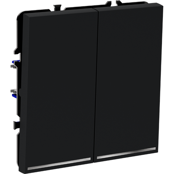 Выключатель встраиваемый VOLTUM S70 двухклавишный с подсветкой 10А, (графит)