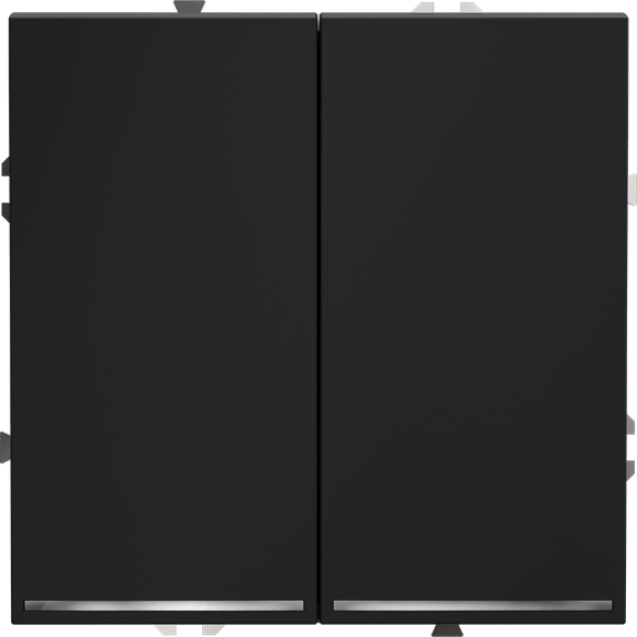 Выключатель встраиваемый VOLTUM S70 двухклавишный с подсветкой 10А, (графит)