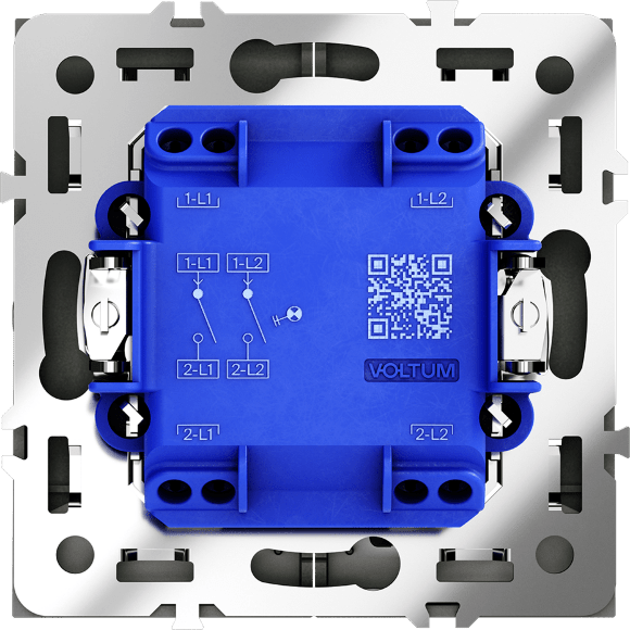 Выключатель встраиваемый VOLTUM S70 двухклавишный с подсветкой 10А, (графит)