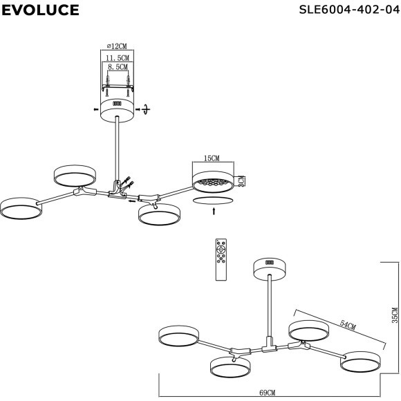 SLE6004-402-04 Светильник потолочный Черный, Латунь/Черный LED 4*10W MONTA