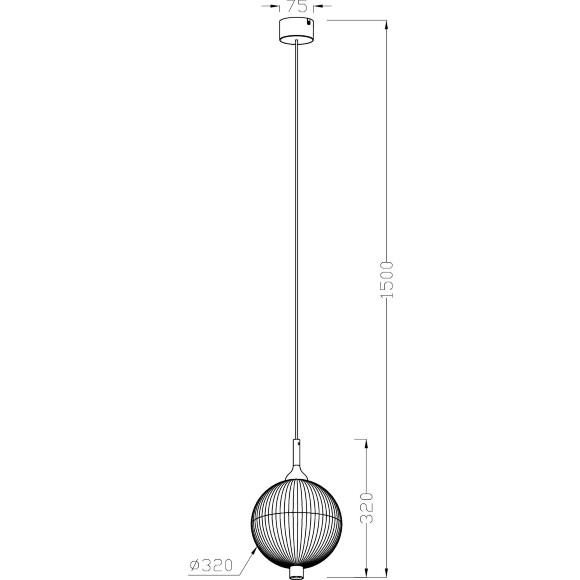 Favourite Planitis 4806-2P Современный подвесной светодиодный светильник-шар, плафон акрил рифленый, диаметром 32 см, черный металл, LED 12Вт 3000К 675Лм IP20 220В, макс. высота 150см