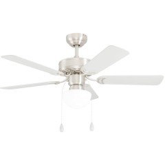 35074 Вентилятор потолочный со светильником CADIZ, 1X40W(Е27), Ø1070, сталь, никель/ стекло, белый