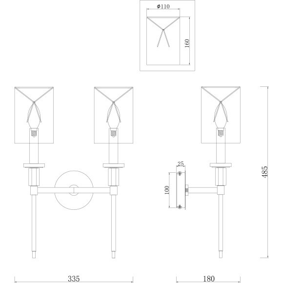 Бра Maytoni MOD148WL-02CH Florida под лампы 2xE14 40W