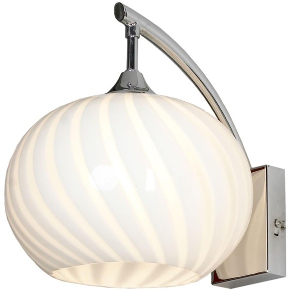 SY101027 Lussole CESANO Настенное бра хром с белым стеклянным плафоном, E27, 1 x 60 Вт, IP20