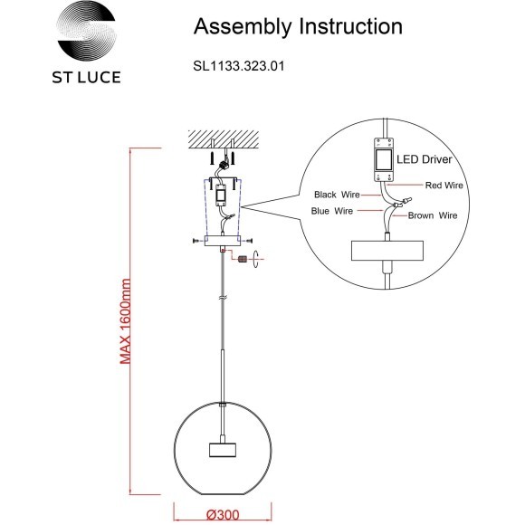 SL1133.323.01 Светильник подвесной ST-Luce Латунь/Коньячный LED 1*10W 3000K BOPONE