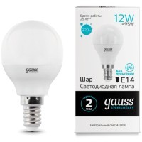 53122 Лампа Gauss LED Elementary Шар 12W 920lm E14 4100K 1/10/100