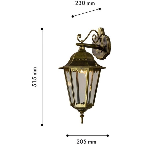 1809-1W, уличный светильник, D260*W190*H515, 1xE27x100W, IP44, excluded