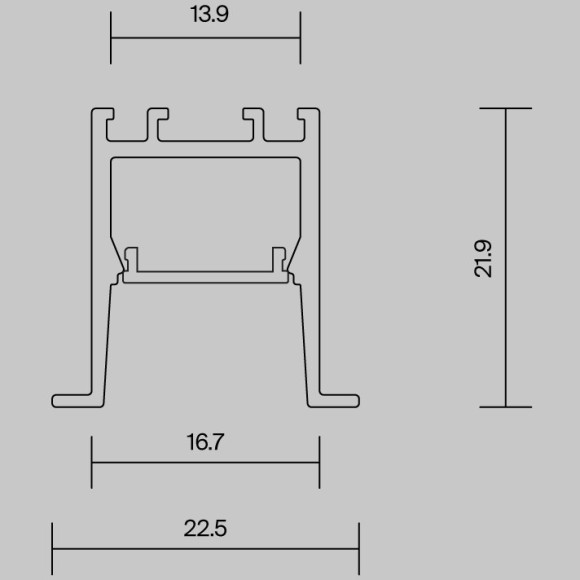 Алюминиевый профиль встраиваемый скрытого монтажа 22x22 (Черный, 2 м), 632013 Алюминиевый профиль встраиваемый скрытого монтажа 22x22 (Черный, 2 м), 632013