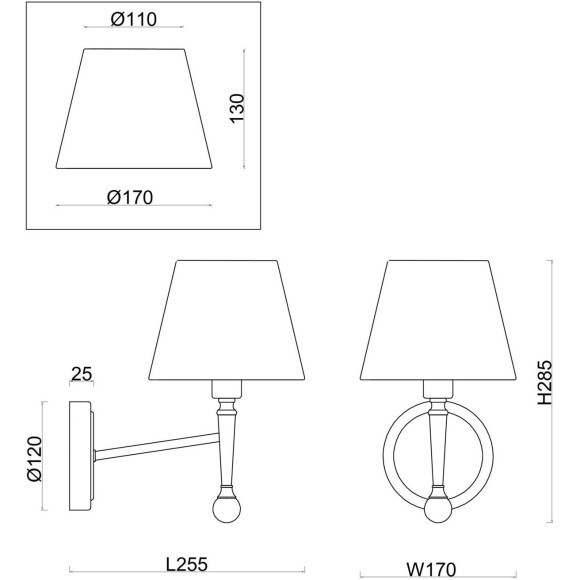 Бра Freya FR5190WL-01BS1 Rosemary под лампу 1xE14 40W