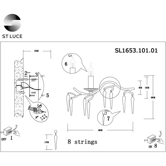 SL1653.101.01 Бра ST-Luce Хром E14 1*40W SIENA