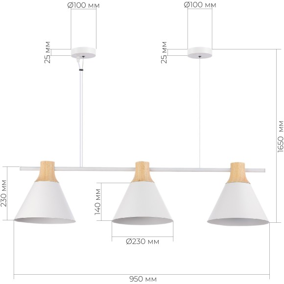 SLE125103-03 Светильник подвесной Белый/Белый, Светлое дерево E14 3*40W MODICA SLE125103-03 Светильник подвесной Белый/Белый, Светлое дерево E14 3*40W MODICA