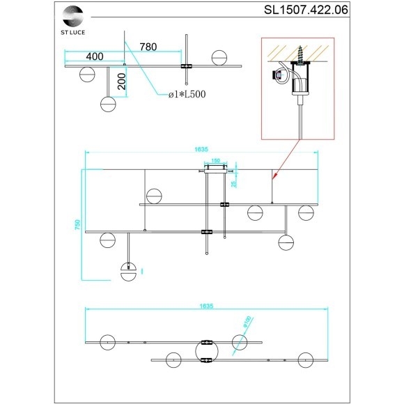 SL1507.422.06 Люстра потолочная ST-Luce Черный/Белый, Золотистый G9 6*5W 4000K ALBERO SL1507.422.06 Люстра потолочная ST-Luce Черный/Белый, Золотистый G9 6*5W 4000K ALBERO