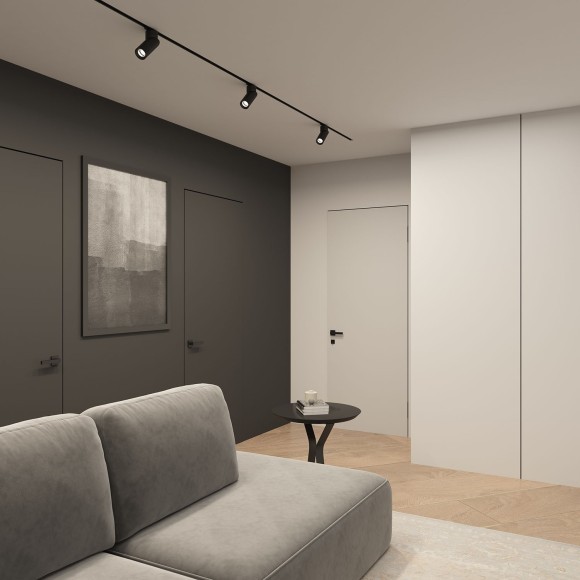 Однофазный двужильный трековый светильник Denkirs DK6080-BK Slant под сменную лампу GU10