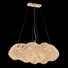 LSP-8927 LUSSOLE НAPA золотая подвесная люстра с прозрачными хрустальными плафонами, 10 x E14 до 40 Вт, Ø420 мм, H 450–1200 мм, IP20
