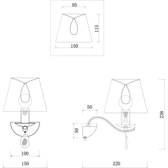 Бра Freya FR2001WL-01G Monique под лампу 1xE14 40W Бра Freya FR2001WL-01G Monique под лампу 1xE14 40W