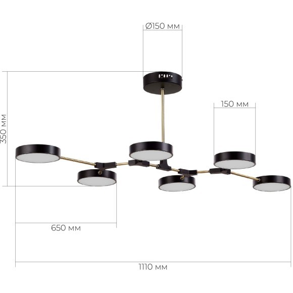 SLE6004-402-06 Светильник потолочный Черный, Латунь/Черный LED 6*10W MONTA