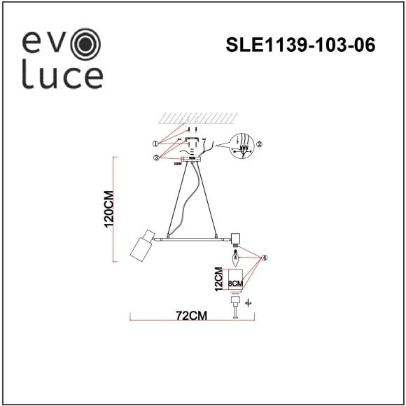 SLE1139-103-06 Светильник подвесной Хром/Белый E14 6*60W GESSI