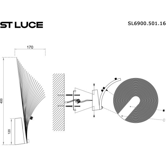 SL6900.501.16 Светильник настенный ST-Luce Белый/Древесный LED 1*16W 3000K FOSSIL