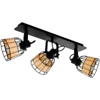 43326 Спот ANWICK 1, 3x40W(E27), сталь, черный/ротанг, натуральный
