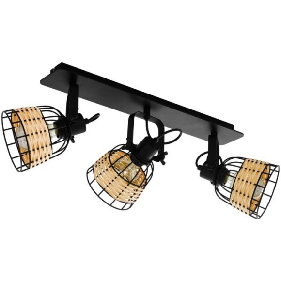 43326 Спот ANWICK 1, 3x40W(E27), сталь, черный/ротанг, натуральный