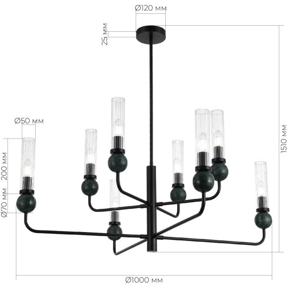SL1244.403.08 Светильник подвесной ST-Luce черный/прозрачный E14 8*40W MEDEA