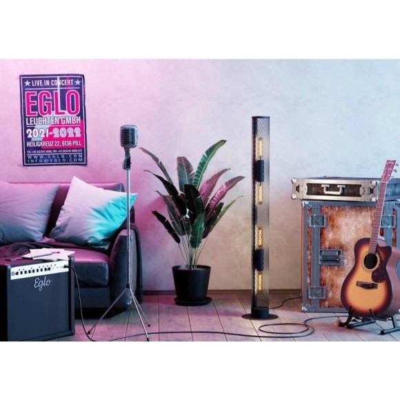 43537 Торшер REDCLIFFE, 4Х40W, E27, H1355, ?120, основание: ?250, сталь, черный