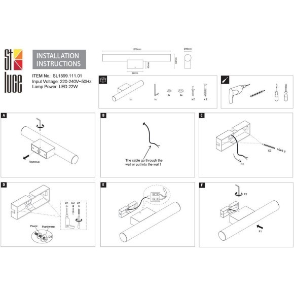 SL1599.111.01 Светильник настенный ST-Luce Хром/Белый LED 1*22W 4000K Настенные светильники