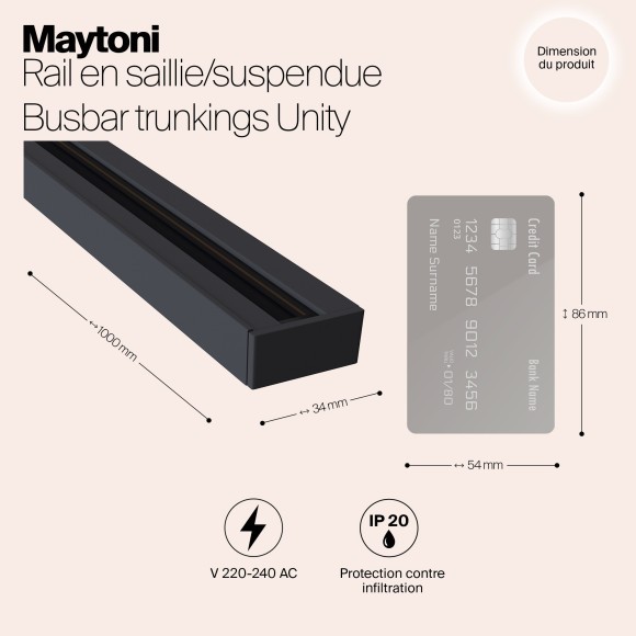 1м черный однофазный двужильный накладной шинопровод Maytoni TRX001-111B 1м черный однофазный двужильный накладной шинопровод Maytoni TRX001-111B