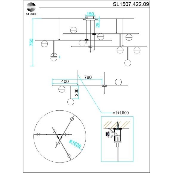 SL1507.422.09 Люстра потолочная ST-Luce Черный/Белый, Золотистый G9 9*5W 4000K ALBERO SL1507.422.09 Люстра потолочная ST-Luce Черный/Белый, Золотистый G9 9*5W 4000K ALBERO