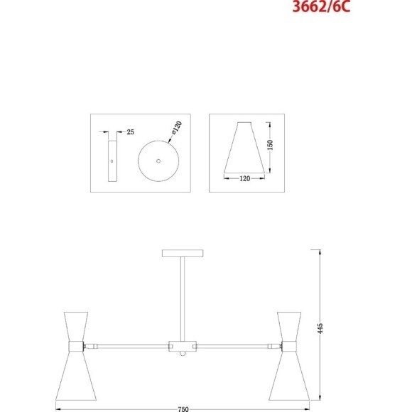 Люстра потолочная Lumion 3662/6C QUINN под лампы 6xE14 6*60W