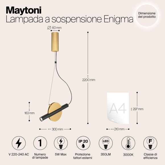 Подвесной светильник цилиндр Maytoni MOD150PL-L5BS3K ENIGMA светодиодный LED 5W