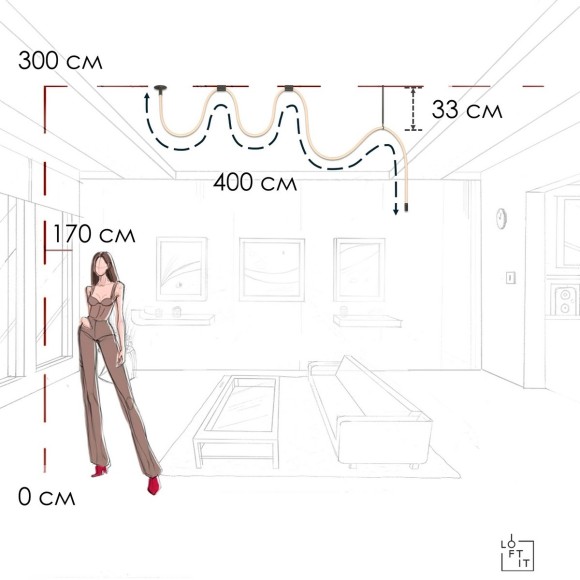 10388B Black LOFT IT THREAD Черный потолочный светильник, LED 44 Вт, 3000 К, световой поток 3080 Лм
