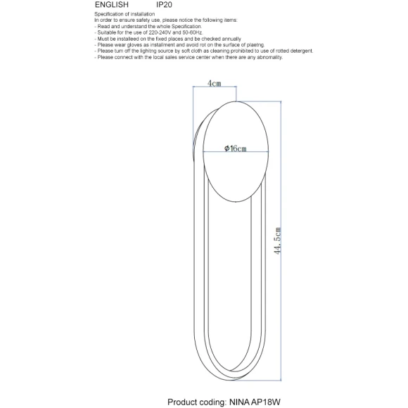 Бра Crystal Lux NINA AP18W LED BRASS Бра Crystal Lux NINA AP18W LED BRASS
