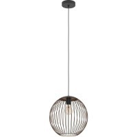 EGLO ALMANZORA 901868 Современный подвесной светильник-люстра лофт с плафоном-клеткой, лампа 1xE27 до 60Вт, 220-240В, IP20, регулируемая высота, без выключателя на корпусе, черная и медная сталь, диаметр 320мм, высота 1100мм, для кухни и столовой