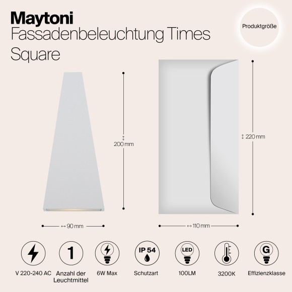 Уличный настенный светильник Maytoni O580WL-L6W Times Square IP54 светодиодный LED 6W