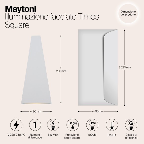 Уличный настенный светильник Maytoni O580WL-L6W Times Square IP54 светодиодный LED 6W